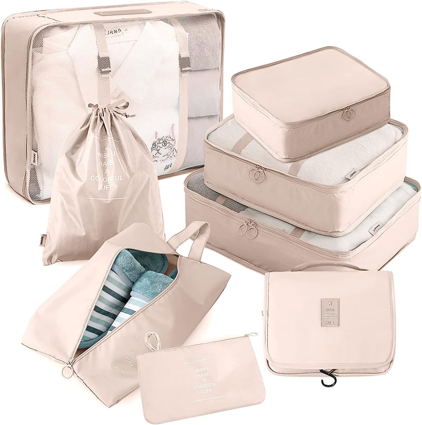 Packing Cubes for Travel, VITON 8 Pcs Travel Packing Cubes for Suitcases Lightweight Travel Essen... | Amazon (US)