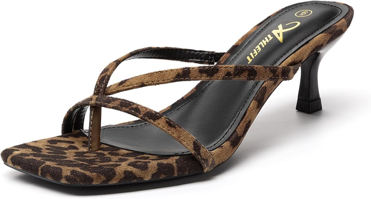 Athlefit Women's Strappy Kitten Heels Fashion Flip Flop Thong Low Heels | 1.97-Inch Kitten Heels,... | Amazon (US)