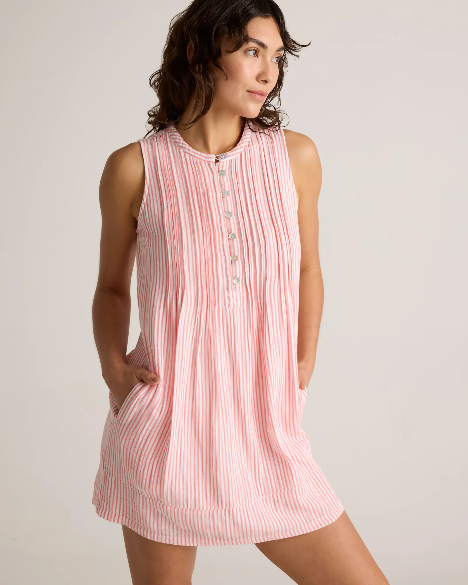 100% Organic Cotton Gauze Sleeveless Swing Dress | Quince