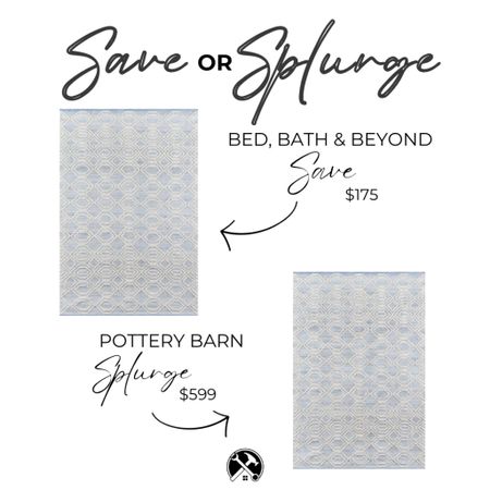 Save or Splurge. Pottery Barn vs Bed, Bath and Beyond. 
These rugs are so similar, it’s hard to find a difference. Which do you prefer? #save or #splurge

#dupe #lookalike #rug #home #decor #potterybarn #bedbathandbeyond #home

#LTKhome