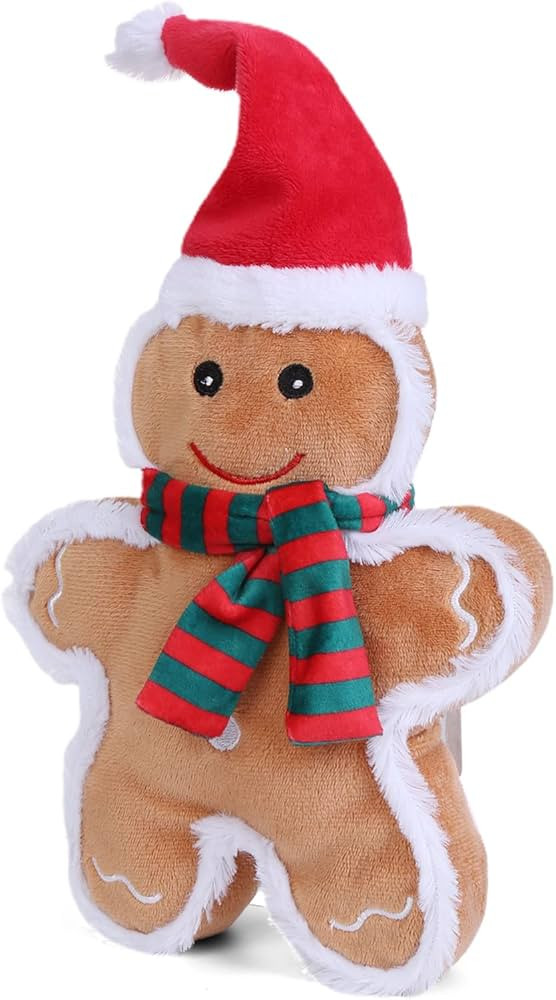 DODODOLA Squeaky Dog Toys Christmas Dog Toys with Crinkle Paper Cute Stuffed Gingerbread Man Gift... | Amazon (US)