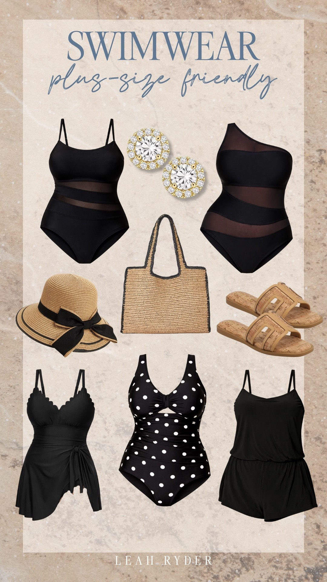 This plus-size friendly swimwear roundup features flattering black one-piece swimsuits, classic polka dot styles, mesh panel details, and chic swim dresses. Timeless black swimwear paired with straw hats, woven totes, and cork sandals creates an elevated poolside look. These plus-size swimsuits offer supportive fits and confidence-boosting silhouettes perfect for beach days and summer vacations. Classic black swimwear is a staple that feels both slimming and effortlessly stylish season after season.

#LTKSwim #LTKPlusSize #LTKTravel