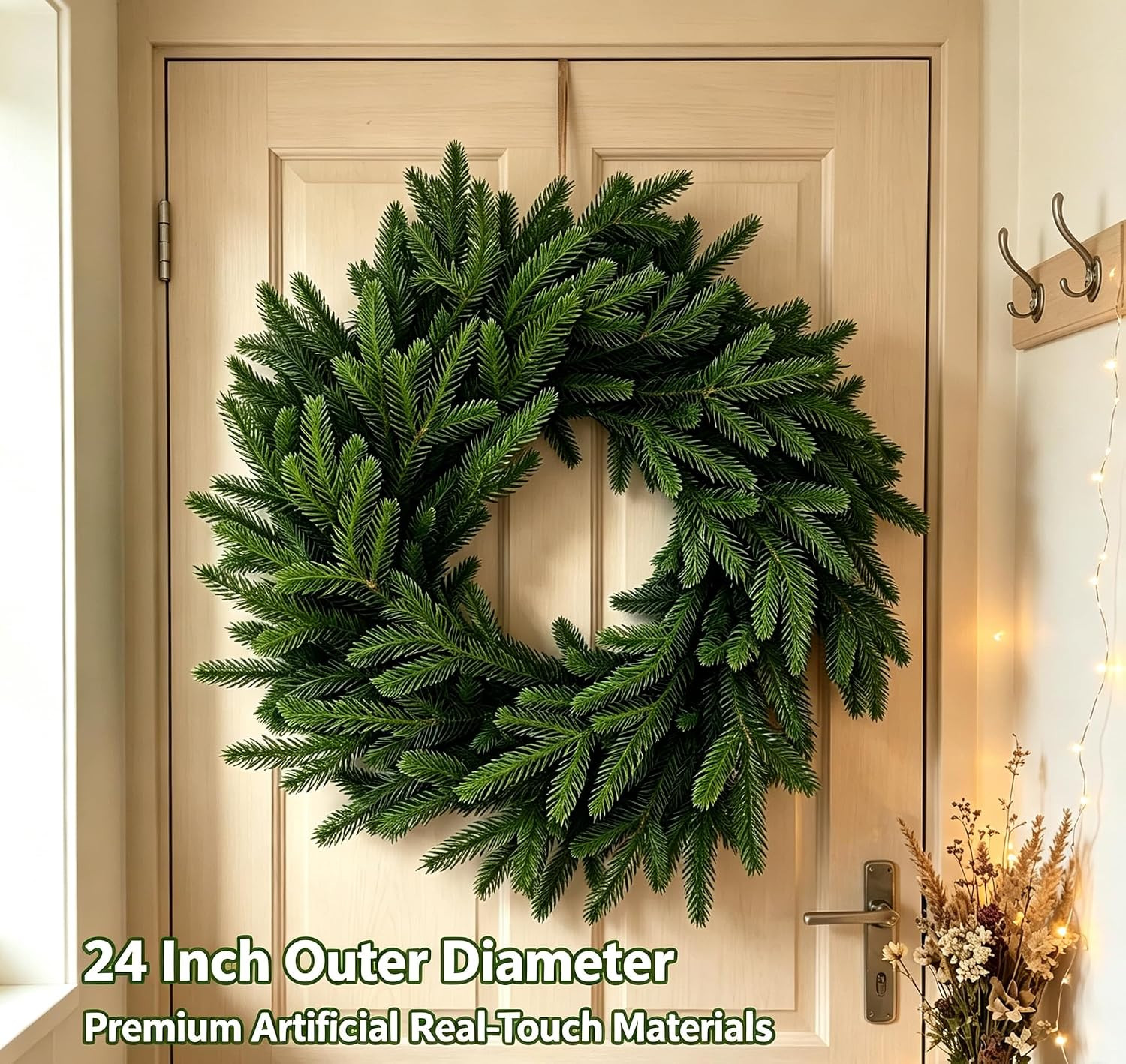 24" Lifelike Touch Artificial Christmas Cedar Wreath for Front Door Decor | Amazon (US)