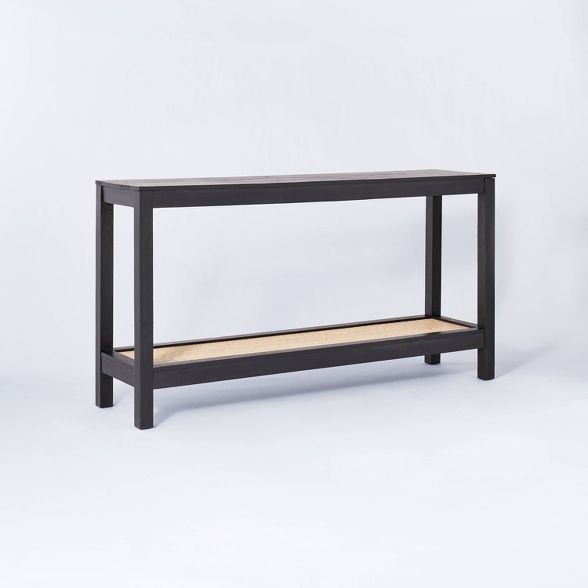 Console Table with Woven Rattan Shelf Black - Threshold™ designed with Studio McGee | Target