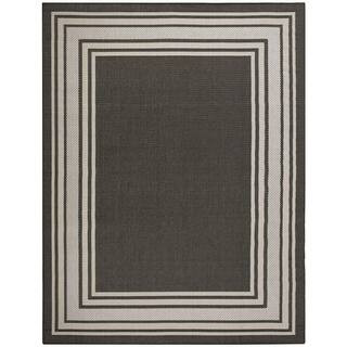 Horizon Indoor/Outdoor Black 10 ft. x 14 ft. Bordered Contemporary Area Rug | The Home Depot