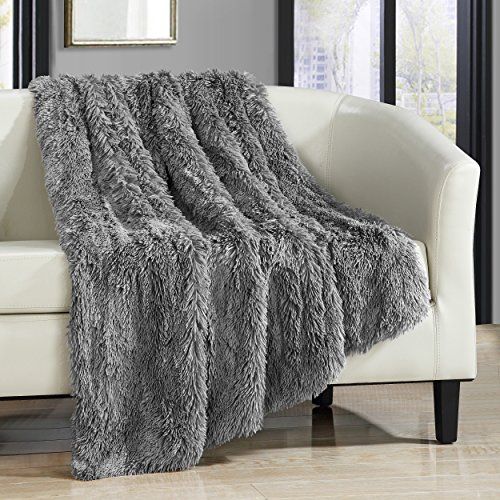 Chic Home Elana Shaggy Faux Fur Supersoft Ultra Plush Decorative Throw Blanket, 50 x 60", Silver | Amazon (US)