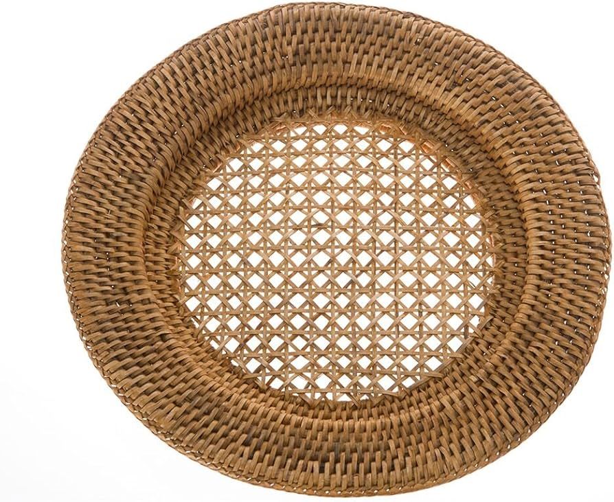 KOUBOO Round Rattan Charger Plate, Honey Brown (Pack of2) | Amazon (US)
