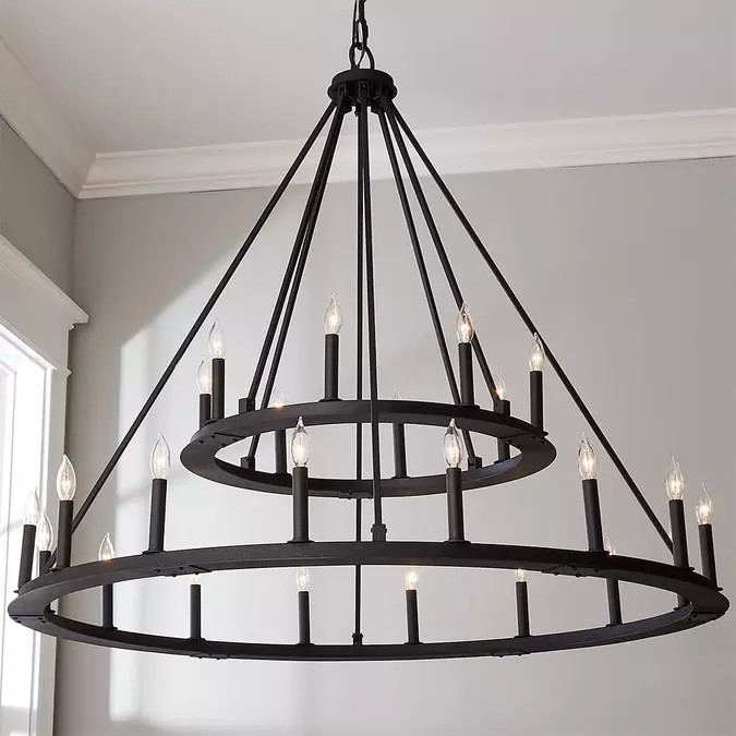 Minimalist Iron Ring Two-Tier Chandelier - 24 Light | Shades of Light