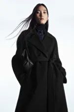 BELTED DOUBLE-FACED WOOL COAT - BLACK - COS | COS (EU)