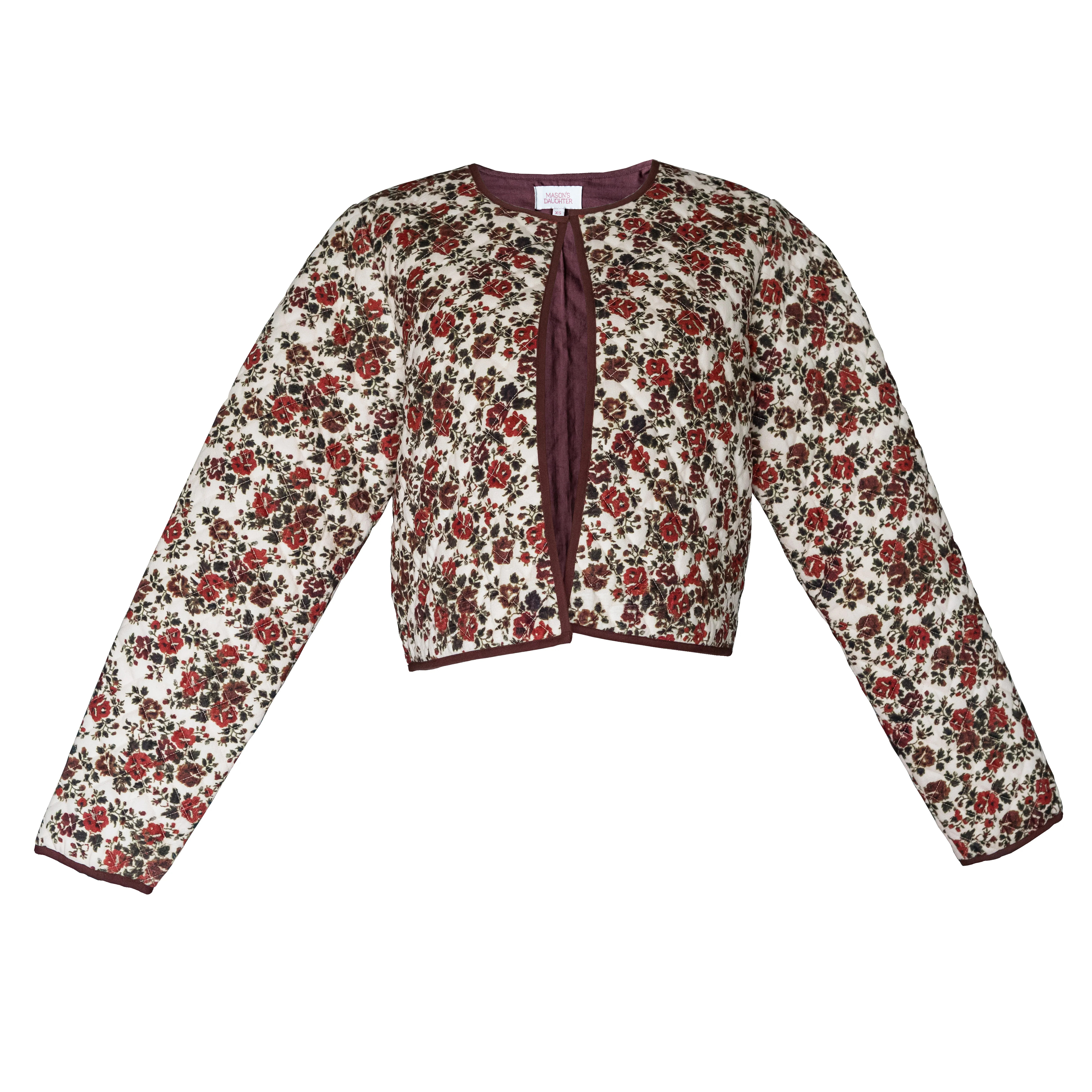 Sasha Jacket, Quilted Floral Printed Velvet | The Avenue