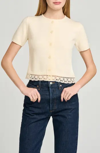 Carine Lace Trim Button Front Cardigan | Nordstrom