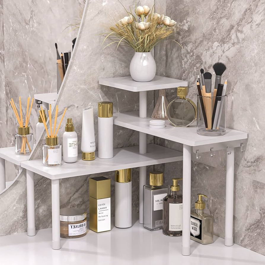 JayRex Bathroom Organizer Countertop Corner Shelf, 3 Tier Moveable Organizer for Make Up, Dresser... | Amazon (US)