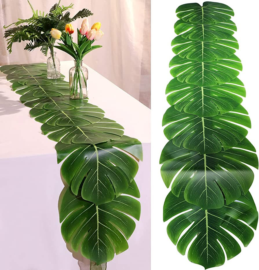 Artificial Palm Leaves Table Runners 72 Inch Long Tropical Palm Leaves Table Runner Faux Leaf Tab... | Amazon (US)