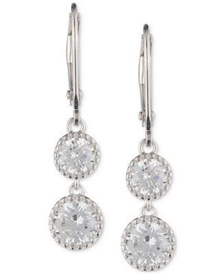 Lauren Ralph Lauren Sterling Silver Cubic Zirconia Double Drop Earrings - Macy's | Macy's