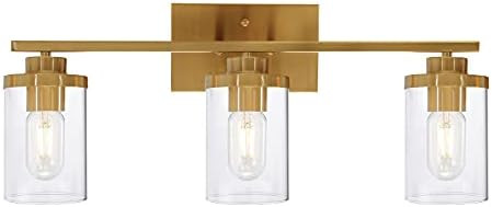 ELUZE 3-Light Bathroom Vanity Light, Modern Brushed Brass Wall Sconce Lighting, with Clear Glass ... | Amazon (US)