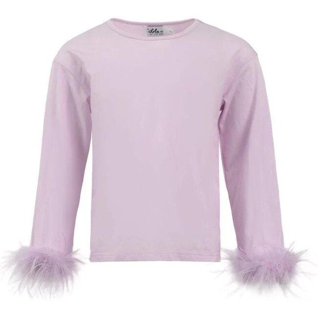 Lola + The Boys | Pretty Feather Long Sleeve Shirt Lavender (Multicolor, Size 14Y) | Maisonette | Maisonette