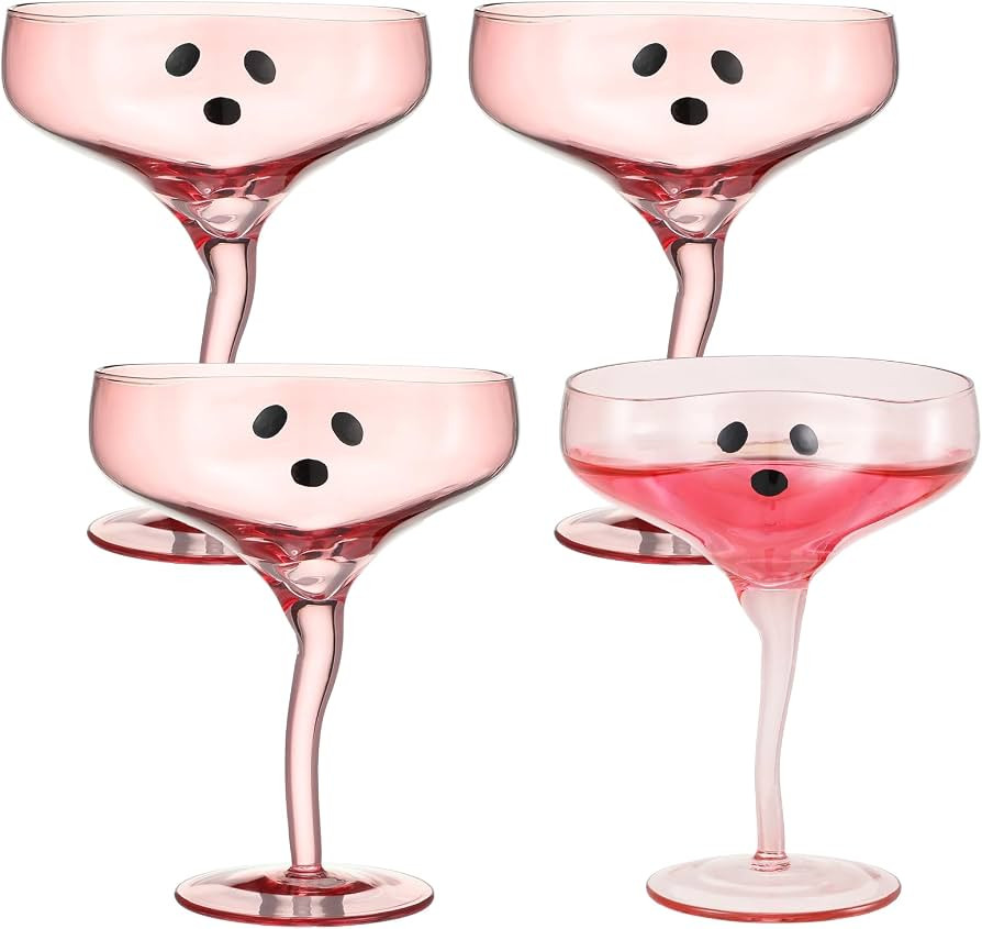 Baderke 4 Pcs Halloween Ghost Martini Glasses 13 oz Margarita Cups, Pink | Amazon (US)