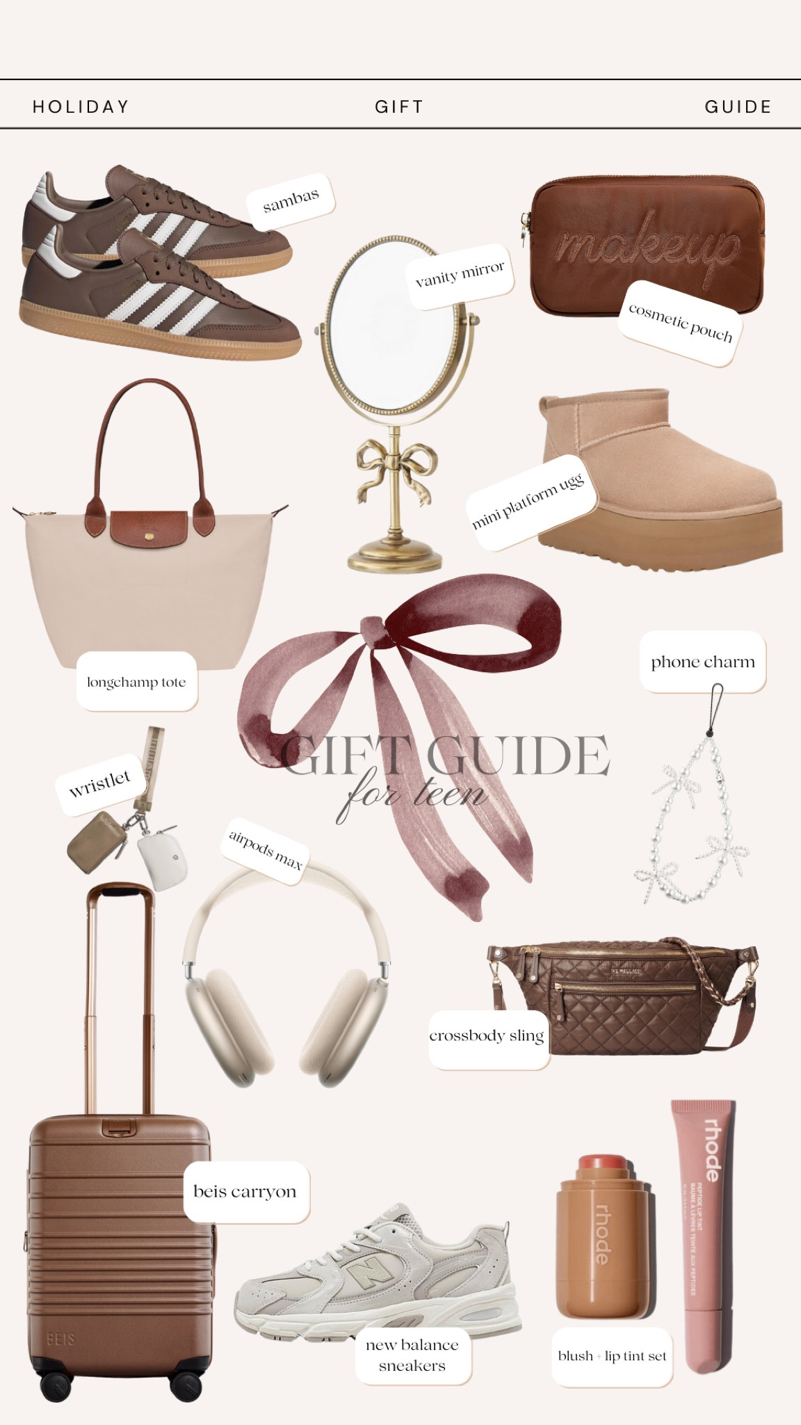 Gift guide for the teen 

Gift guide 
Holiday gifts 
Teen gifts 
Tween 
Ugg
Adidas samba 
Sambas 
Lululemon 

#LTKFindsUnder100 #LTKGiftGuide #LTKHoliday