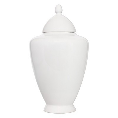 AuldHome Design White Ceramic Ginger Jar; Decorative Home Decor Vase w/ Lid, Farmhouse Style | Target