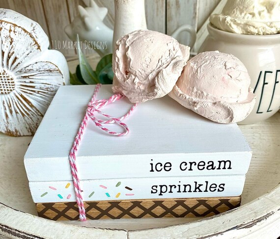 Ice Cream Book Stack  Wooden Books  Ice Cream  Sprinkles  | Etsy | Etsy (US)