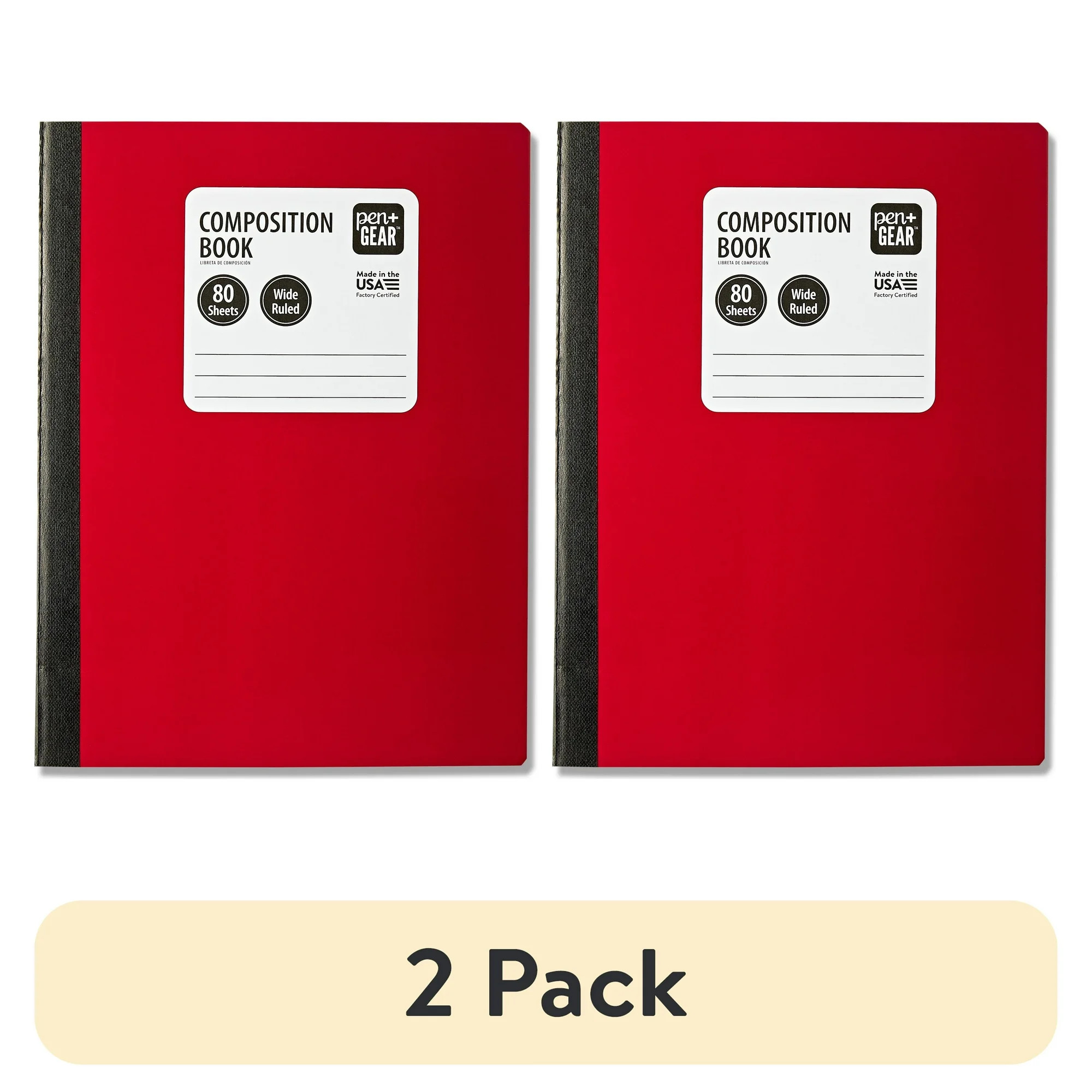 (2 pack) Pen+Gear Wide Ruled Composition Notebooks, 9.75 Inch x 7.5 Inch, Red, 80 Sheets | Walmart (US)