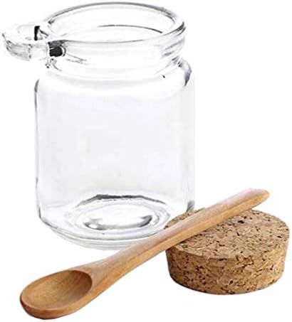 8oz 250ML Reusable Thick Clear Glass Storage Jar with Cork Stopper and Wooden Spoon For Keeps Foo... | Amazon (US)