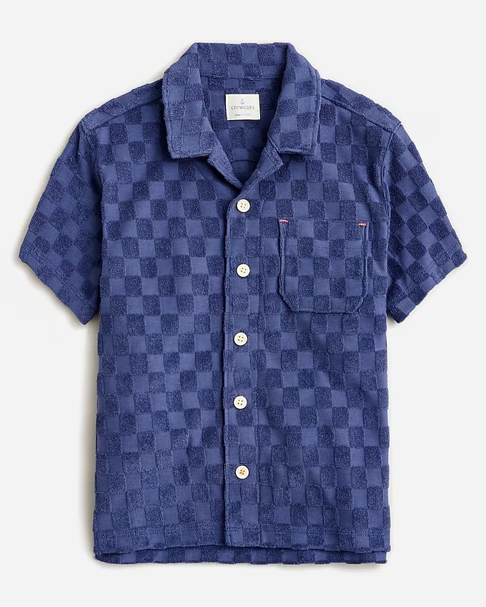 Kids' camp-collar shirt in terry jacquard | J.Crew US