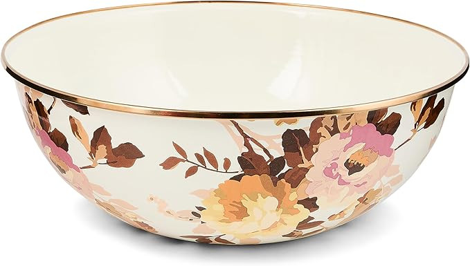 MACKENZIE-CHILDS Everyday Bowl, Serving Bowl for Entertaining, Extra Large, Wild Rose White | Amazon (US)