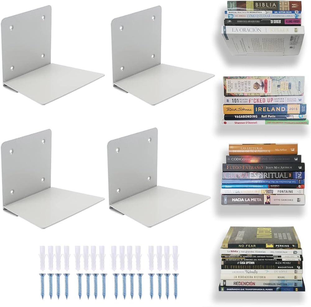 Eapele Floating Book Shelves for Wall, Steel Constructed Hidden Bookshelf with Mounting Hardware ... | Amazon (US)