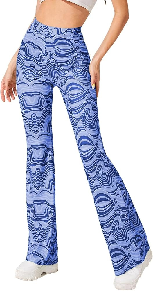 Rave Flare Pants for Women - EDC 70s Wide Leg Flair Leggings Disco Festival Outfits High Waist Be... | Amazon (US)