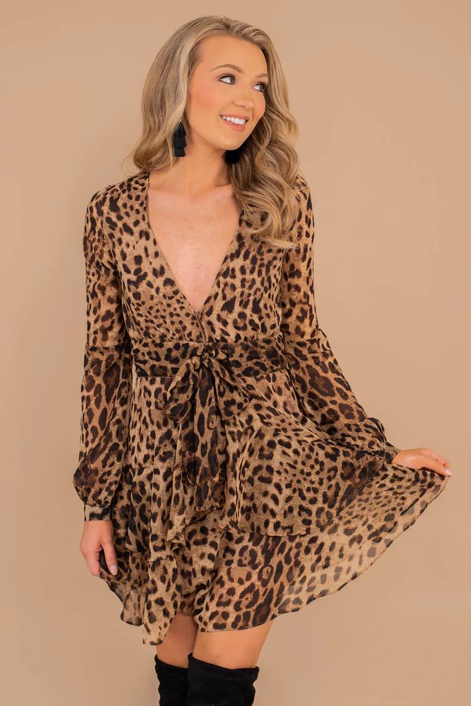 Let's Meet Up Brown Leopard Dress | The Mint Julep Boutique