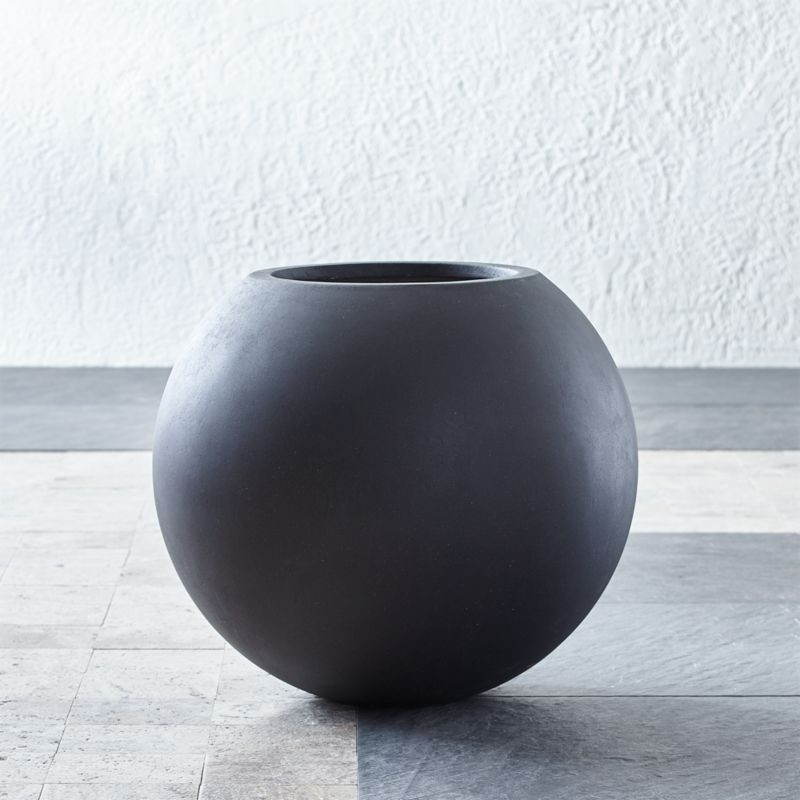 Sphere Small Dark Grey Indoor/Outdoor Planter + Reviews | Crate & Barrel | Crate & Barrel