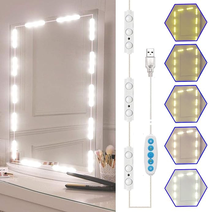 selfila Led Vanity Mirror Lights Kit, 5 Color Hollywood Style Vanity Make Up Light, 11ft with Dim... | Amazon (US)