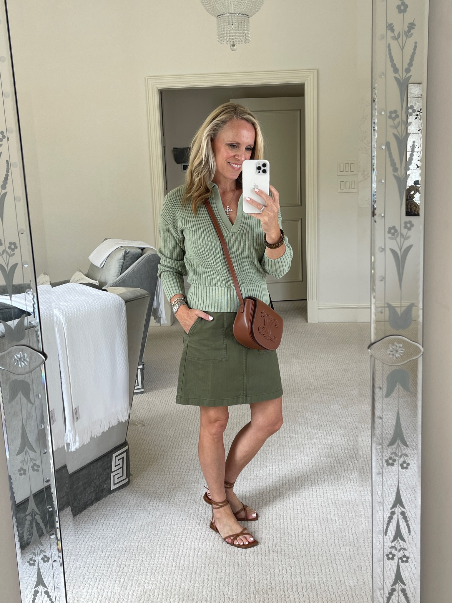 Green sweater and skirt for fall 

#LTKSeasonal #LTKstyletip