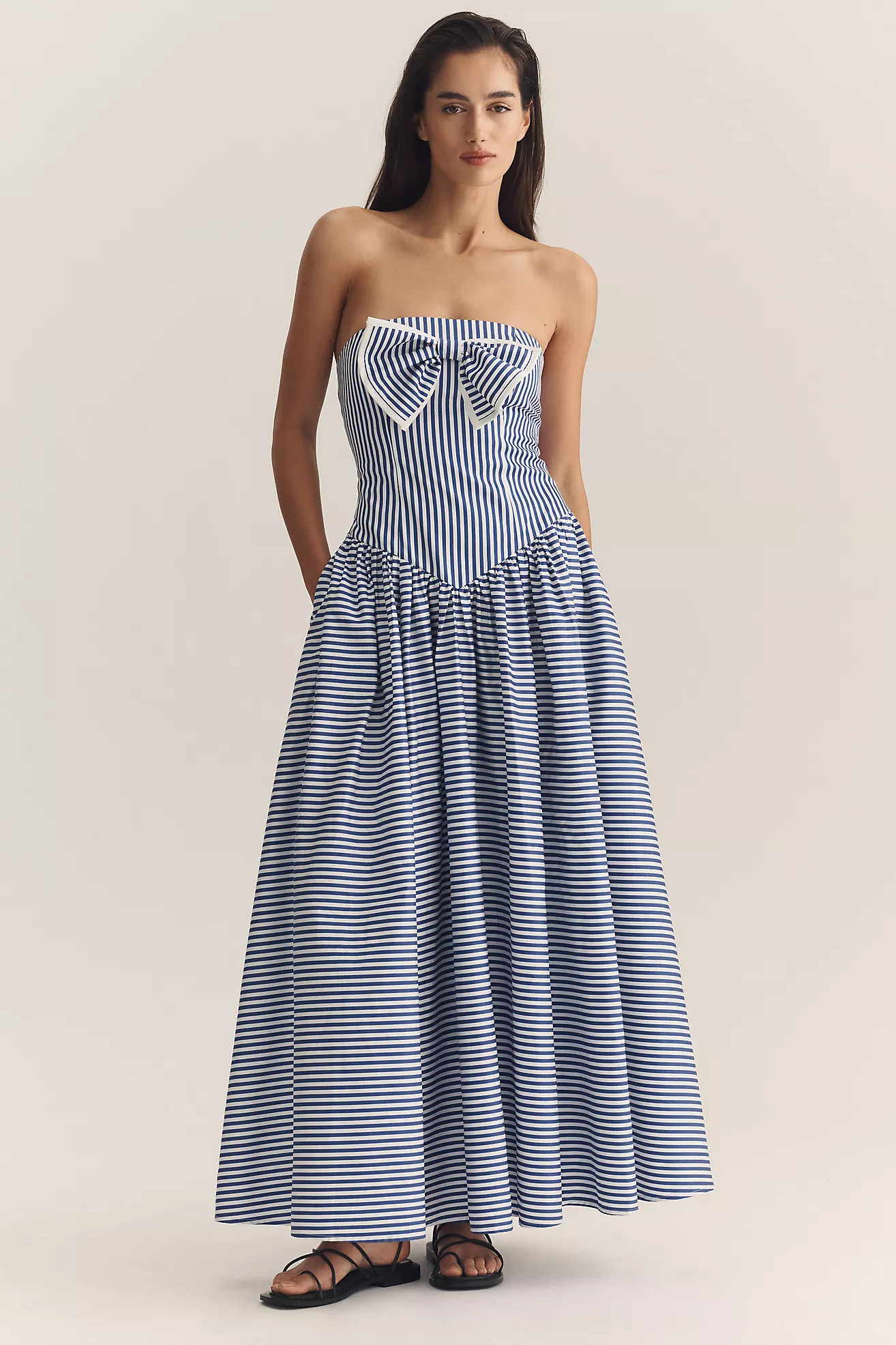 De Loreta Gondrina Cotton Strapless Midi Dress | Anthropologie (US)