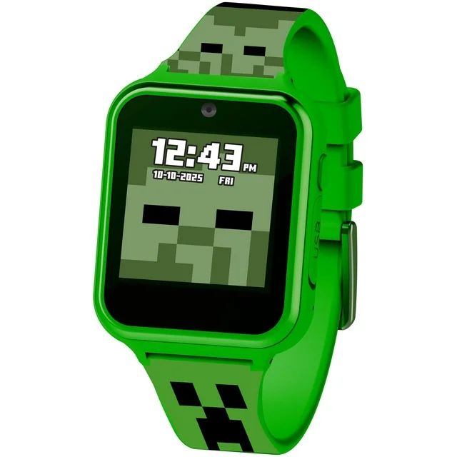 Minecraft iTime Unisex Touchscreen Smart Watch with Silicone Strap and Green Case 42MM | Walmart (US)