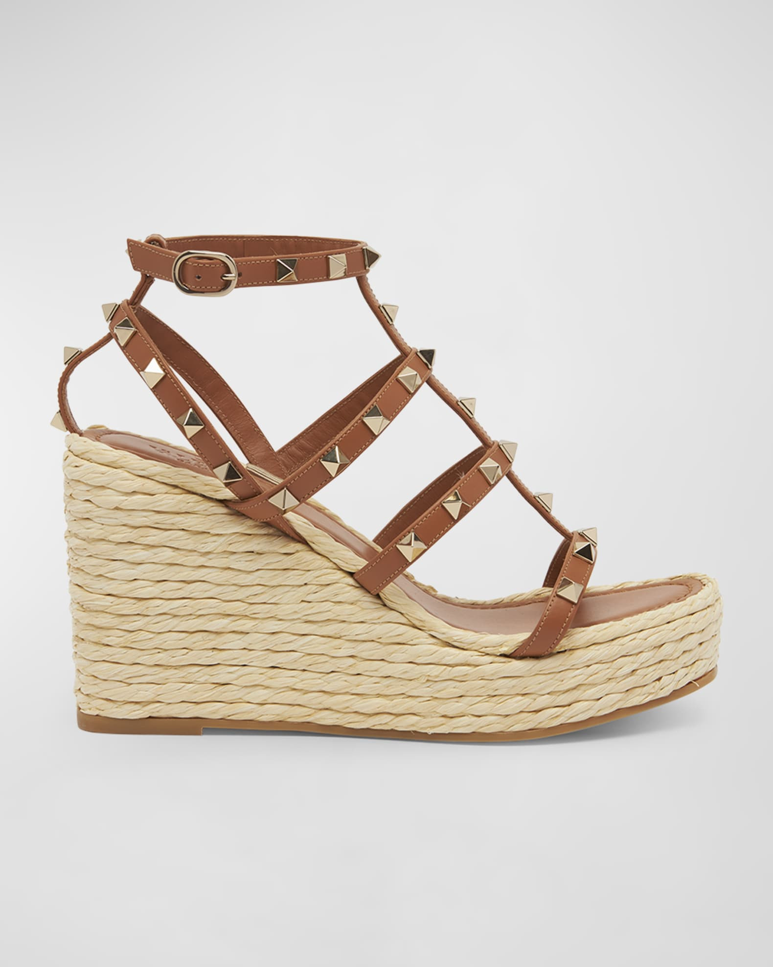 Valentino Garavani Rockstud Caged Wedge Espadrille Sandals | Neiman Marcus