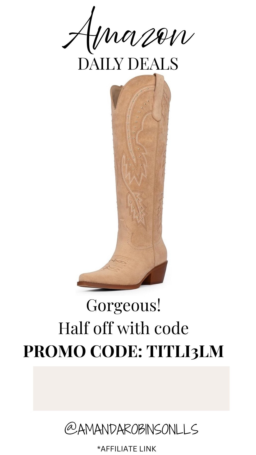 Amazon daily deal
Women’s suede rhinestone western boots ￼

#LTKSaleAlert