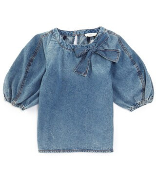 Big Girls 7-16 Denim Bubble Sleeve Top | Dillard's