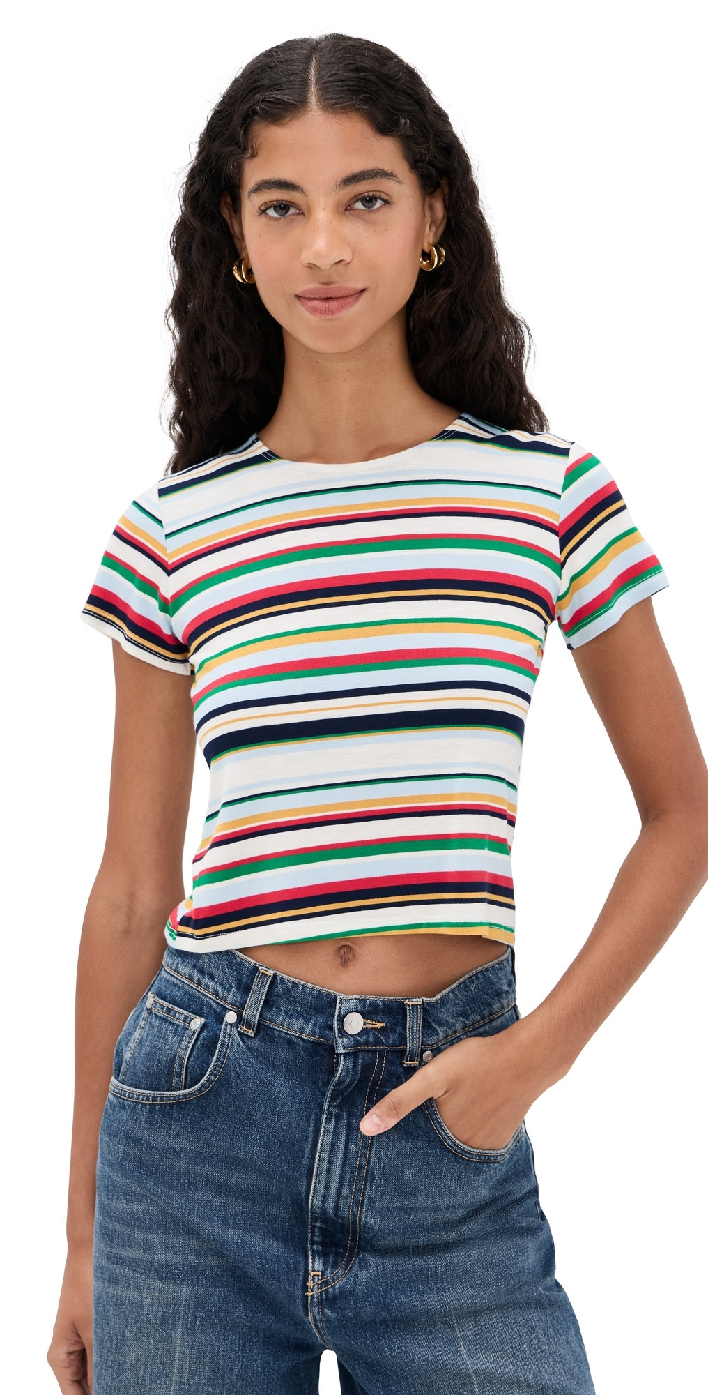 LE BOP Eloise Striped Crop Tee Multi Stripe XS | Shopbop
