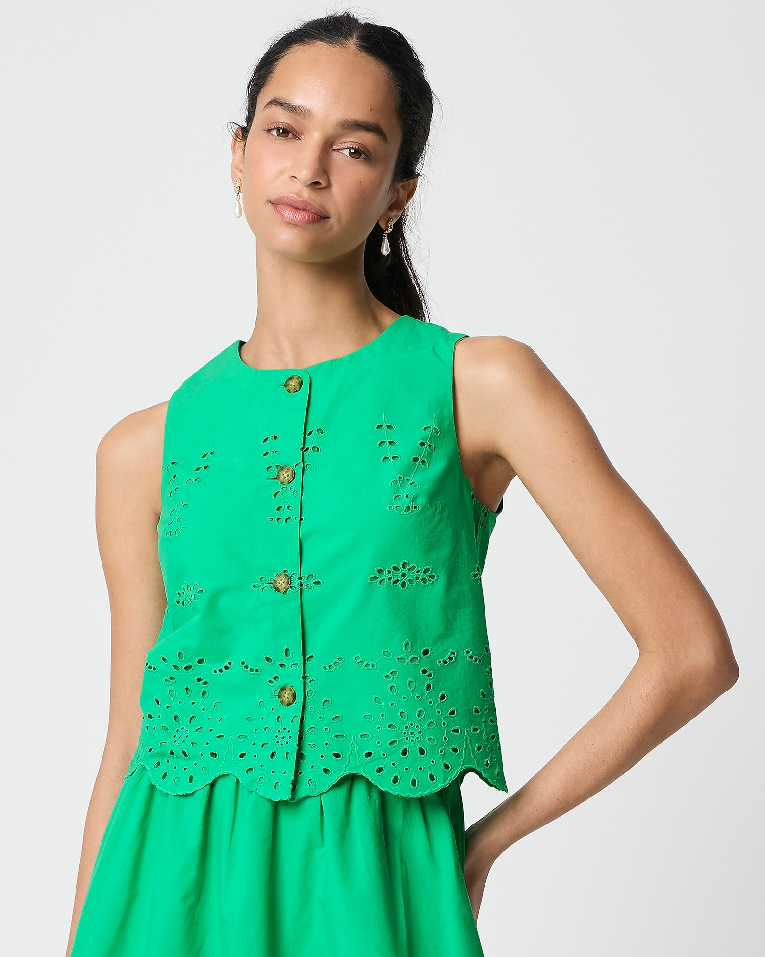 Eyelet button-front shell | J.Crew Factory