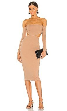 NBD Stassi Midi Dress in Toffee Brown from Revolve.com | Revolve Clothing (Global)