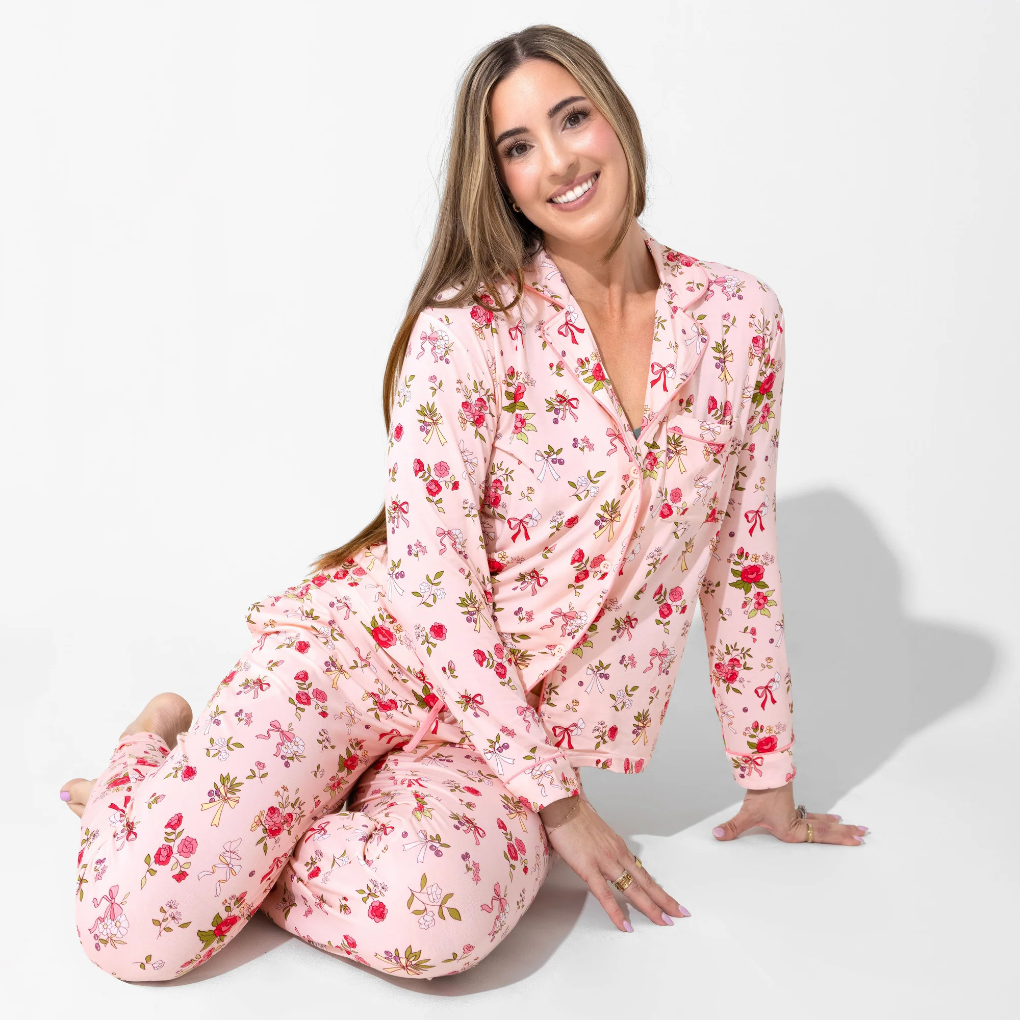 Bows & Blooms Bamboo Women's Pajama Set | Bellabu Bear