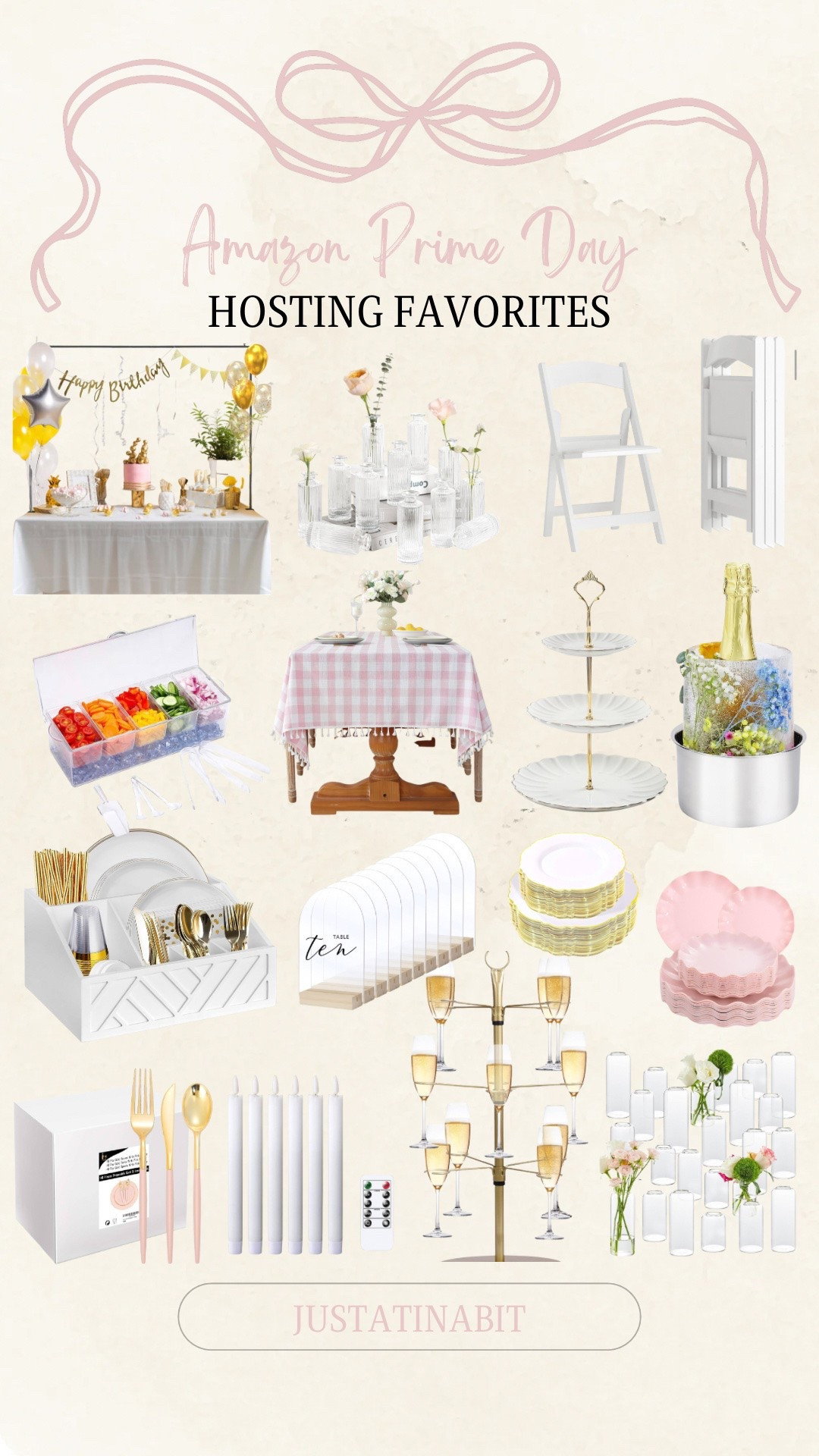 Amazon Prime Day - Hosting Favorites!

Over the rod, champagne tower, tiered tower, plates, acrylic sign, silverware, battery operated candles, cake stand, bud vases, chairs, tablecloth, condiment candy containers, ice mold bucket, paper plate dispenser

#LTKsummer #LTKhome #LTKsale
