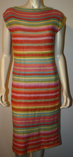 RALPH LAUREN Knit Dress M Turquoise Orange Pink SW Stripe Linen Silk Cotton  | eBay | eBay US