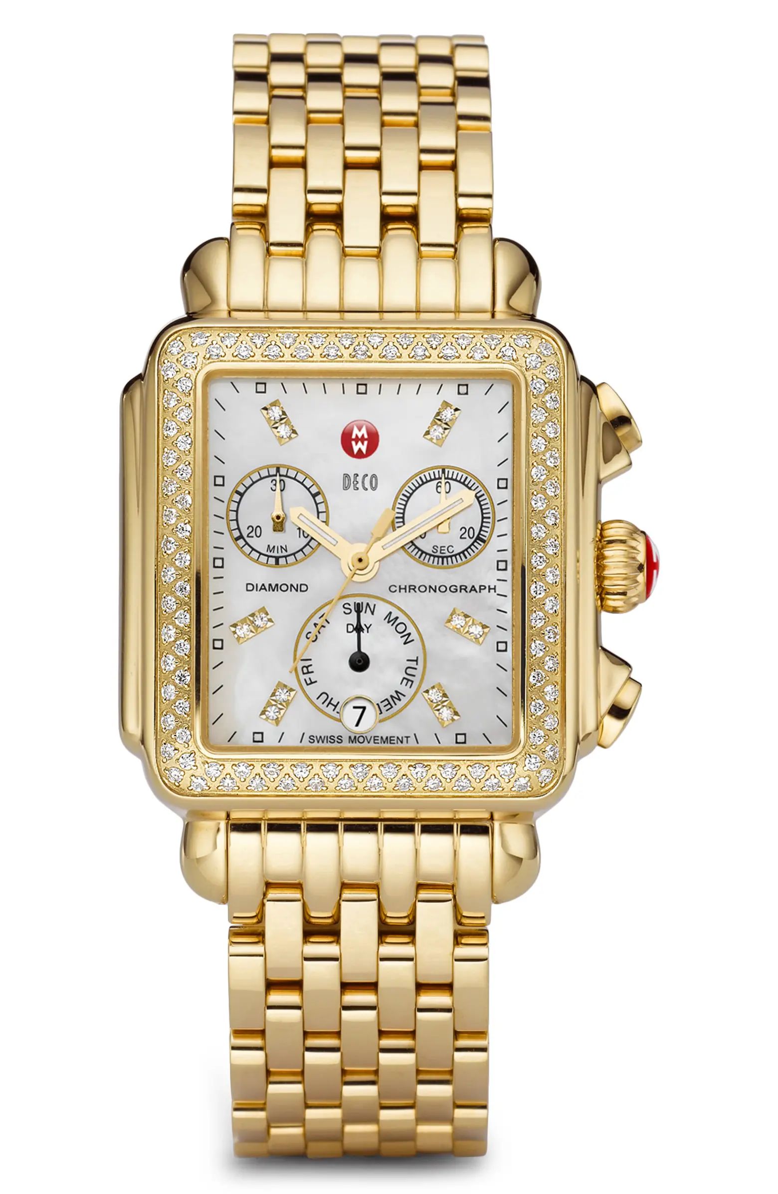 Deco Diamond Chronograph Watch Head & Bracelet, 33mm | Nordstrom