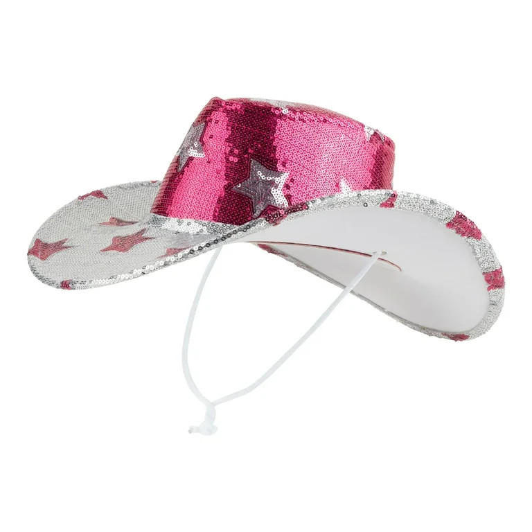Sequin Cowgirl Hat, Pink and White Stars | Walmart (US)