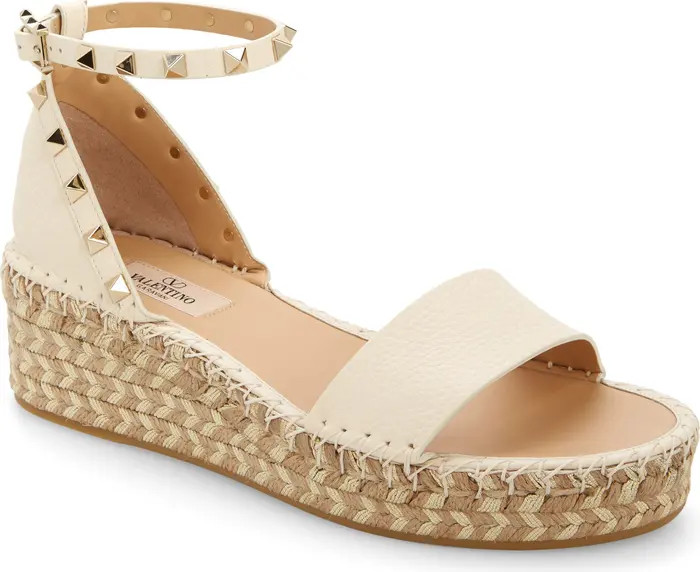 Valentino Garavani Rockstud Espadrille Platform Wedge Sandal (Women) | Nordstrom | Nordstrom