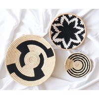 Sabai Grass Decorative Wall Baskets - Boho Wall Hanging Basket Decor Woven Assorted Blacks | Etsy (US)