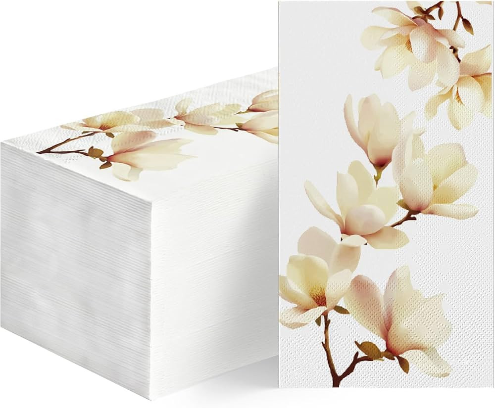 Horaldaily 100 Disposable Paper Decorative Guest Napkins, Magnolia Grandiflora Hand Towel for Par... | Amazon (US)